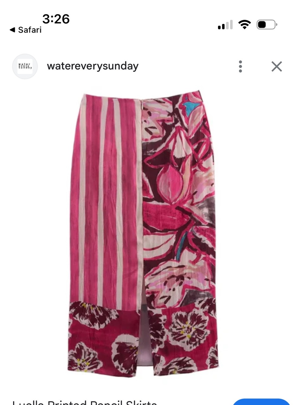 Zara Pink Floral & Stripe Satin-Effect Midi Skirt - Picture 5 of 6